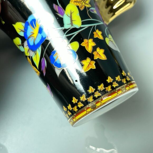 2 Rutherford Gold Ivy Versace Design Coffe Cups Gold Winged Handle - Picture 7 of 11